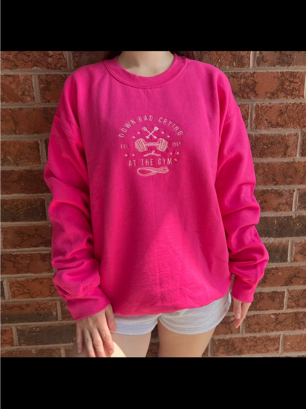Down Bad Crying At The Gym Embroidered Crewneck